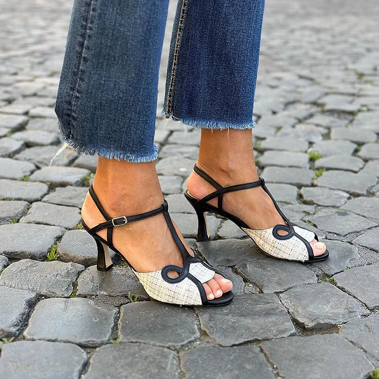 ISABELLA | SANDAL EN TALON MOYEN STYLE RÉTRO