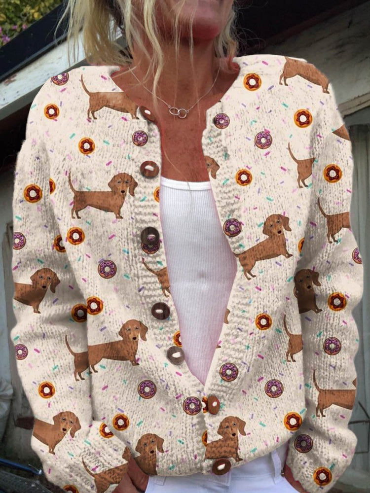 Cardigan à boutons imprimé floral vintage