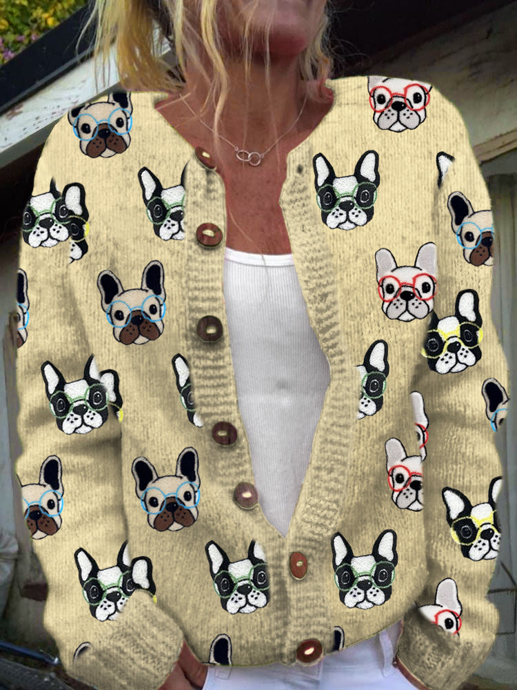 Cardigan à boutons imprimé floral vintage