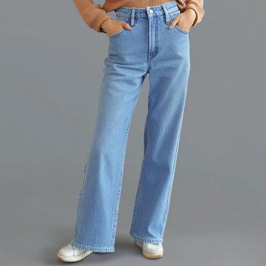 Maison Étoile™ | Pantalon Droit Bleu pour Femmes