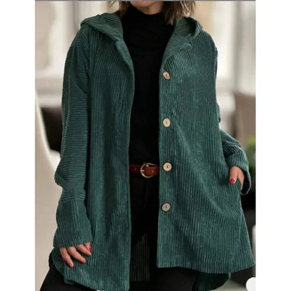 Veste à capuche en velours décontractée femme”