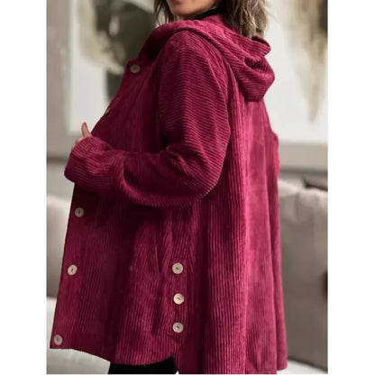 Veste à capuche en velours décontractée femme”