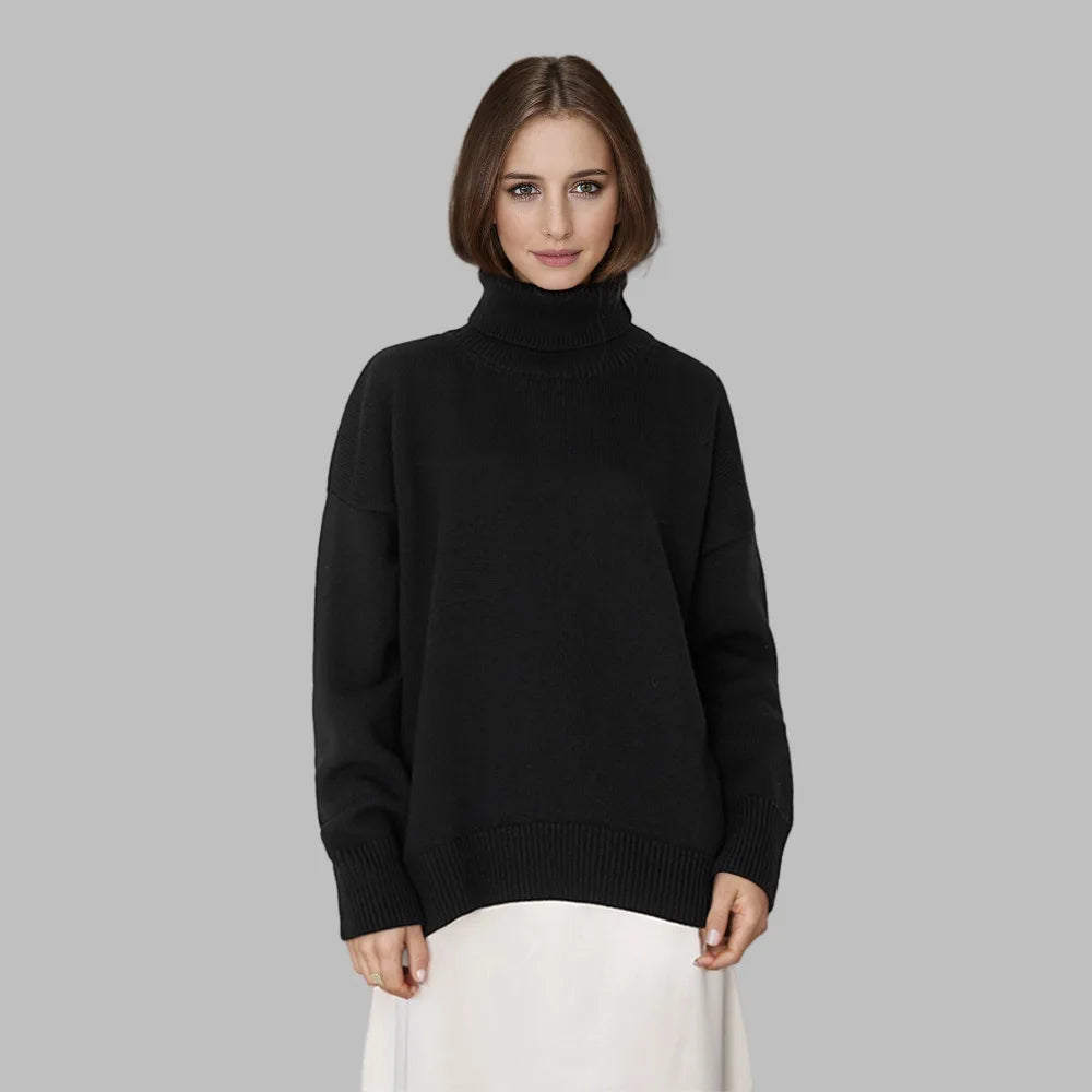 Trendy Autumn Winter Casual Warm Women's Sweater Turtleneck New Solid Color Knitting Personality Pullovers Women Streetwear Top