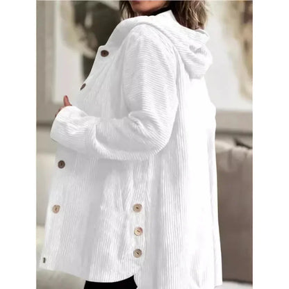 Veste à capuche en velours décontractée femme”