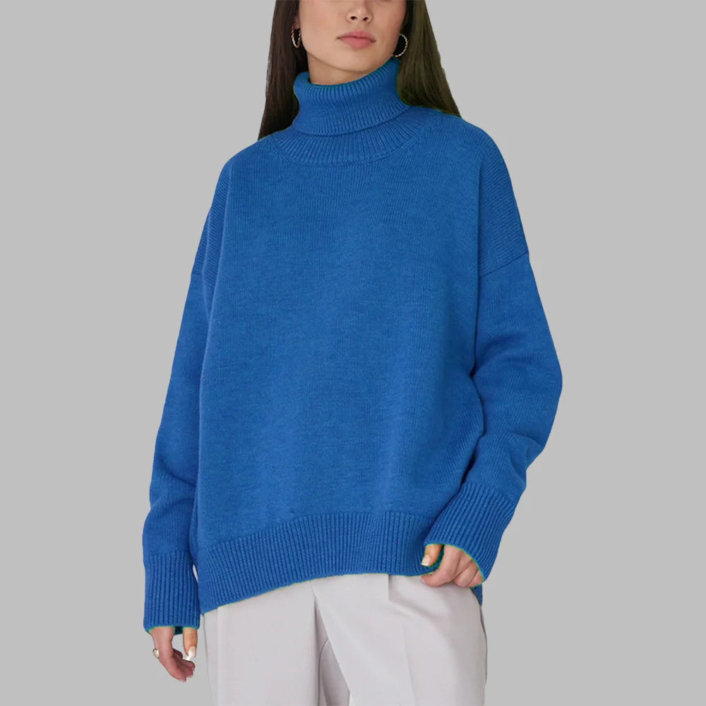 Trendy Autumn Winter Casual Warm Women's Sweater Turtleneck New Solid Color Knitting Personality Pullovers Women Streetwear Top
