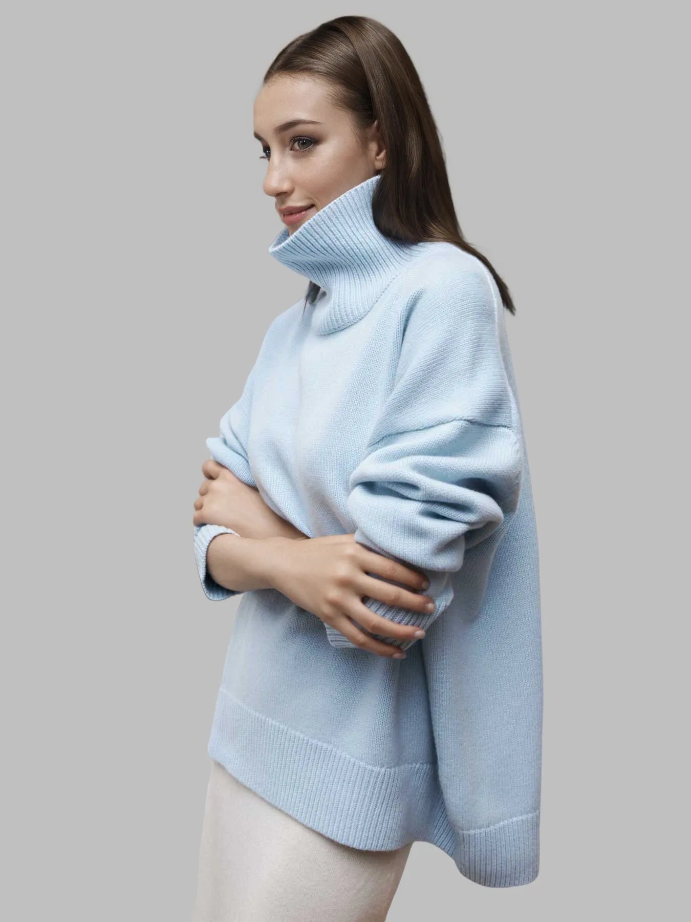 Trendy Autumn Winter Casual Warm Women's Sweater Turtleneck New Solid Color Knitting Personality Pullovers Women Streetwear Top