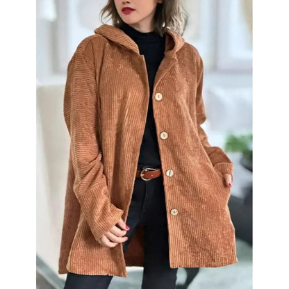 Veste à capuche en velours décontractée femme”