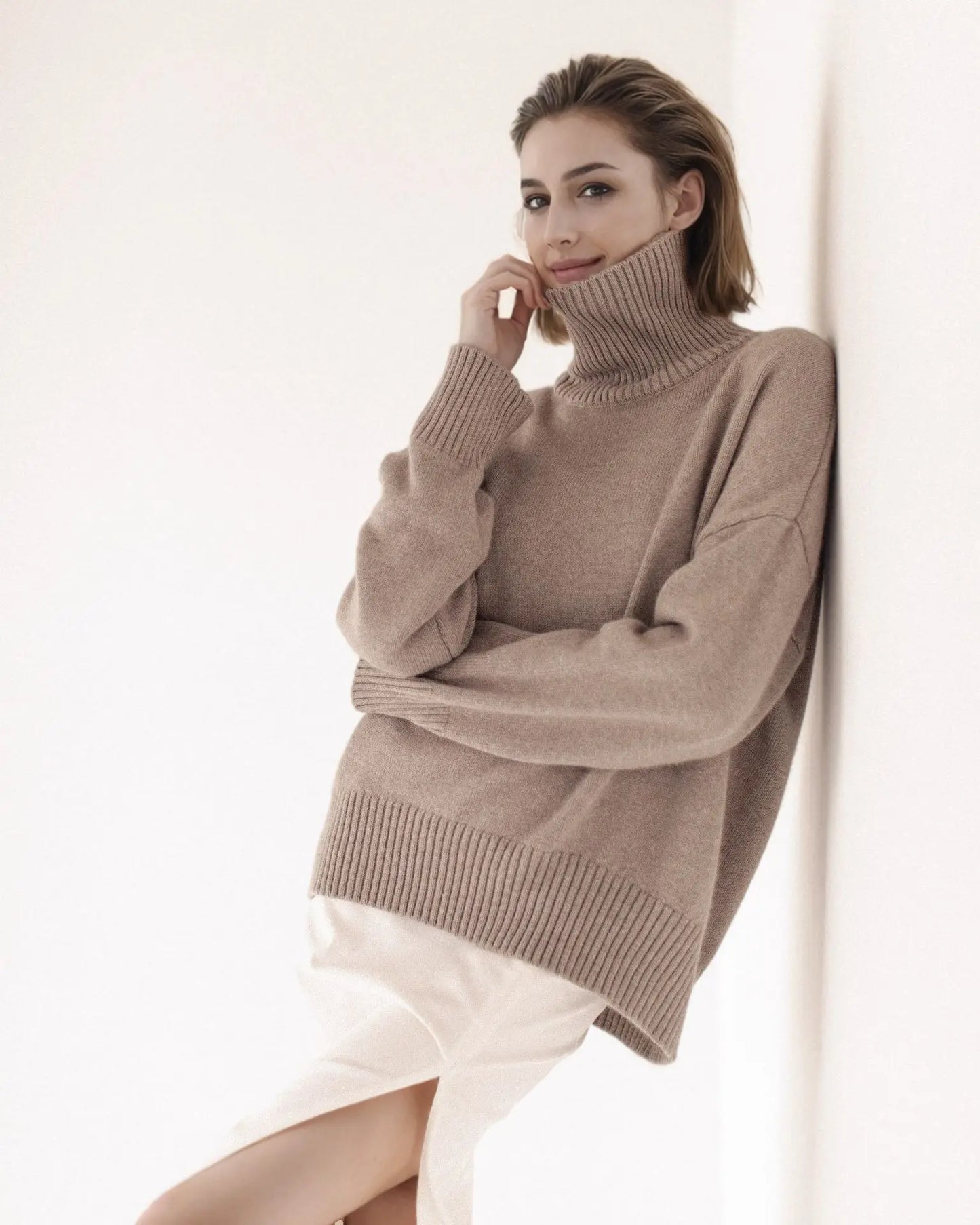 Trendy Autumn Winter Casual Warm Women's Sweater Turtleneck New Solid Color Knitting Personality Pullovers Women Streetwear Top