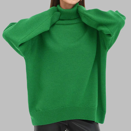 Trendy Autumn Winter Casual Warm Women's Sweater Turtleneck New Solid Color Knitting Personality Pullovers Women Streetwear Top