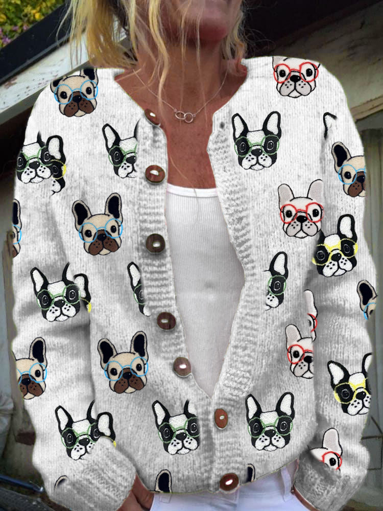 Cardigan à boutons imprimé floral vintage