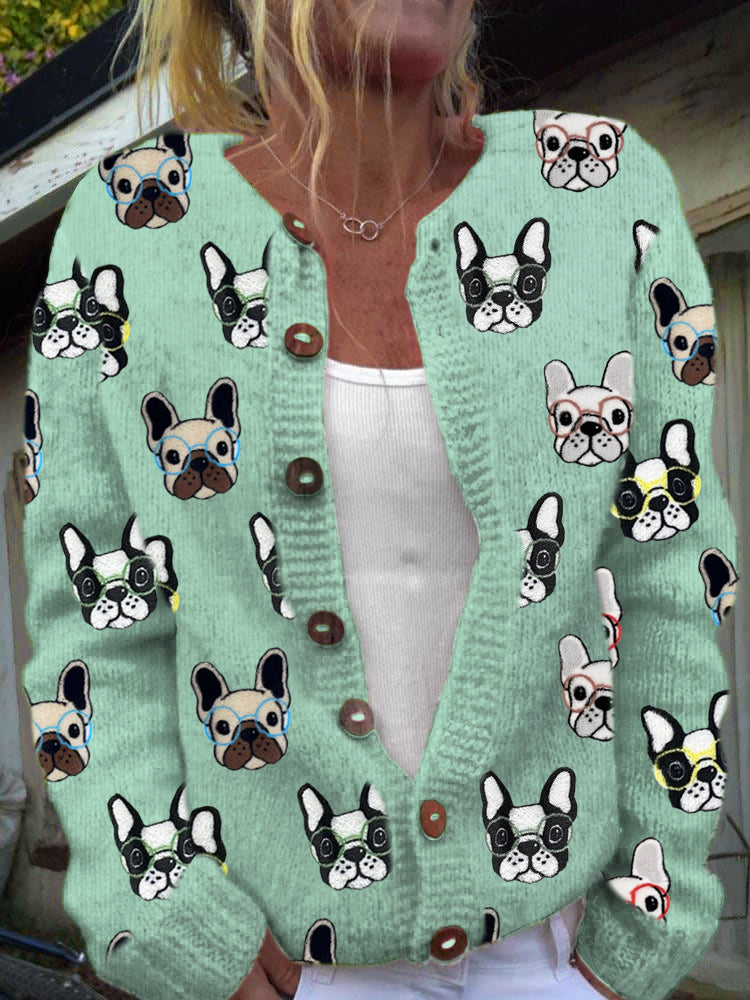 Cardigan à boutons imprimé floral vintage