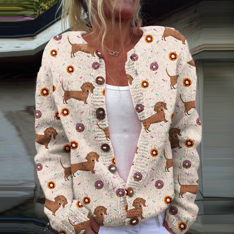 Cardigan à boutons imprimé floral vintage
