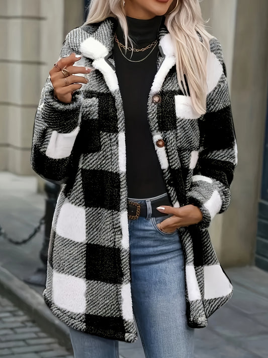 Veste en Plaid en Peluche Nouvelle Mode Transfrontalière pour Femmes