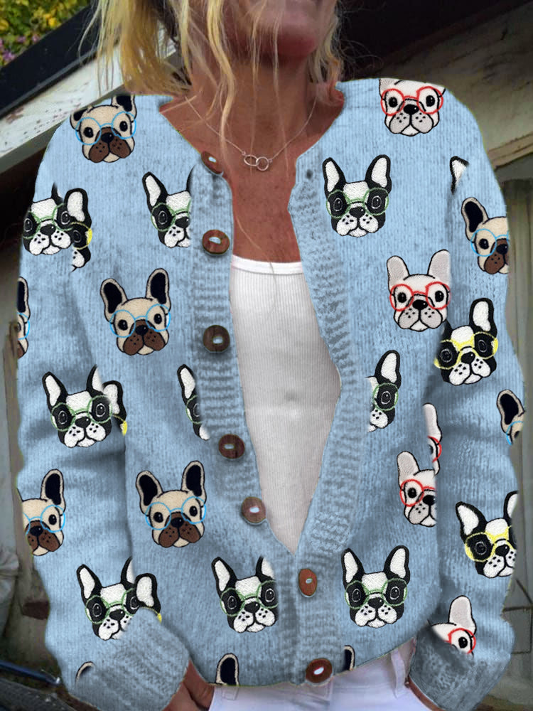 Cardigan à boutons imprimé floral vintage