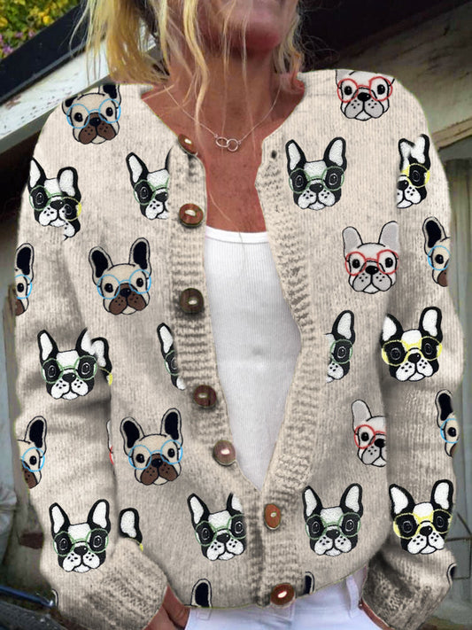 Cardigan à boutons imprimé floral vintage